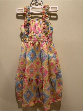 Falls Creek Girls Yellow Multicolor Printed Sundress